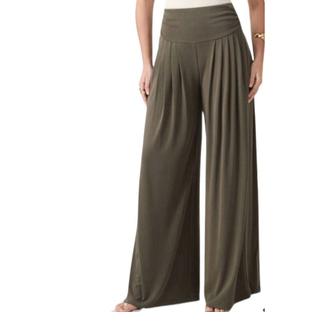 OGL Olive Sandwashed Super Flowy Tucked Palazzo Pants with Pockets Size Small